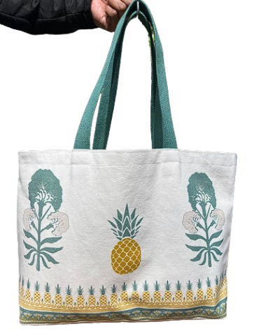 Resort Canvas Bags - pineapple and palm