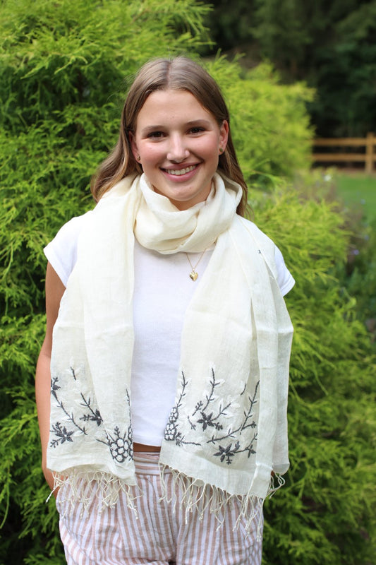 Embroidered Cotton Scarf