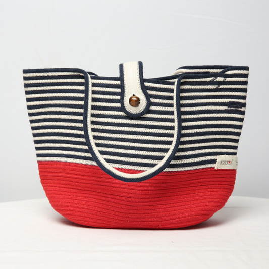 Cotton Rope Everyday Bag -Red & White