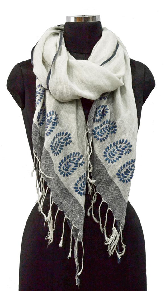 Linen Embroidered Scarf