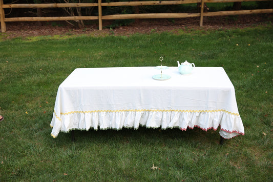 White sheeting base table cover
